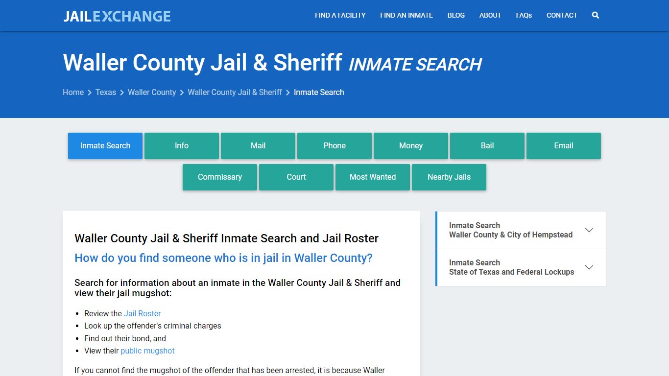 Inmate Search: Roster & Mugshots - Waller County Jail & Sheriff, TX